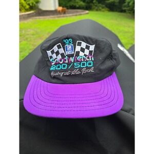 Vintage 93 GM Goodwrench 200 500 Racing at theRock Snapback Hat Black Purple USA